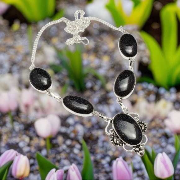 santa cruz gems Jewelry - Blue Goldstone Necklace